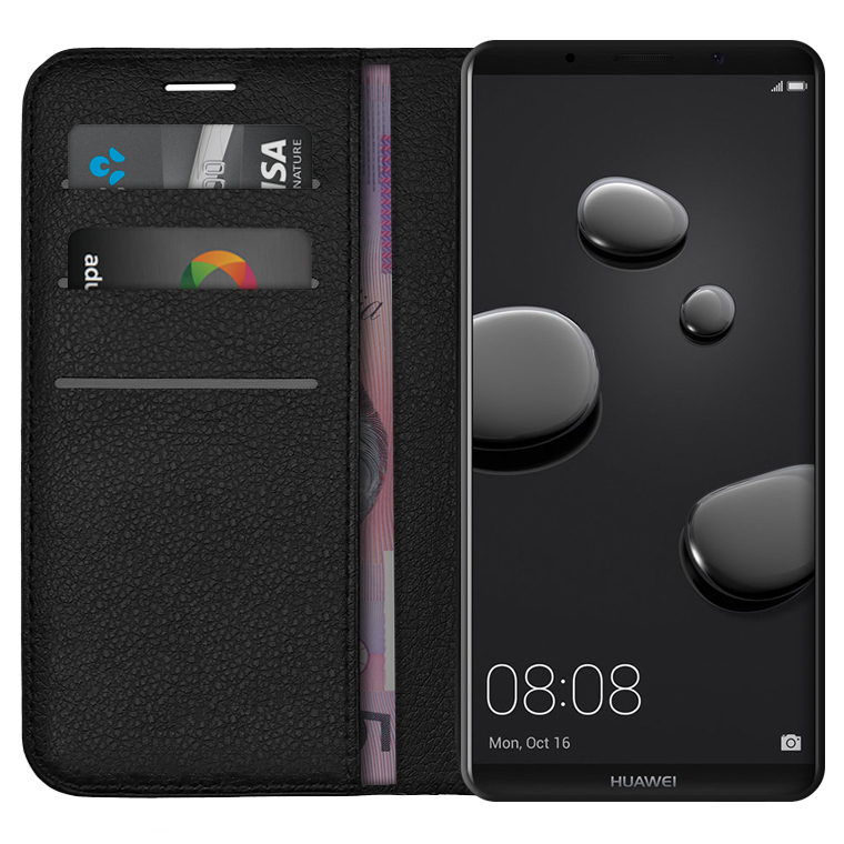 Leather Wallet Case For Huawei Mate 10 Pro Black
